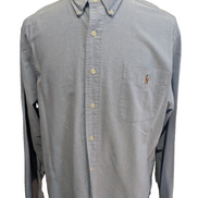 CHEMISE Ralph Lauren homme XL Classic Fit Bleu Ciel Uni poche TBE 👕