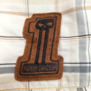Chemise Harley-Davidson L Carreaux Blanc Cassé Logo Brodé manches courtes
