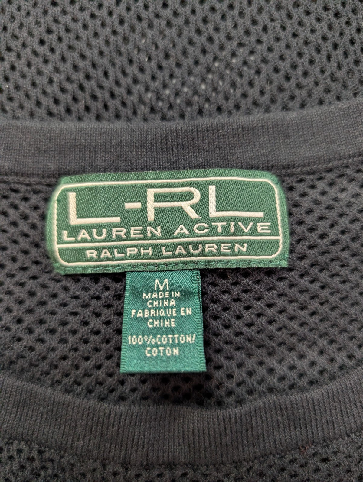Pull LAUREN Ralph Lauren Active M noir maille ajourée transparente coton