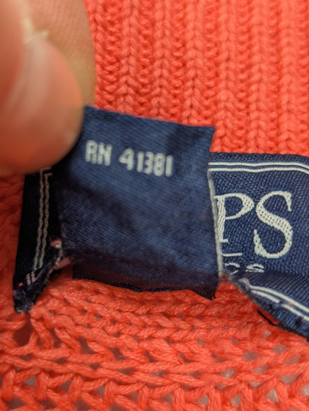 Pull CHAPS Classics Femme L Lin Coton Corail Maille Torsadée Ajourée