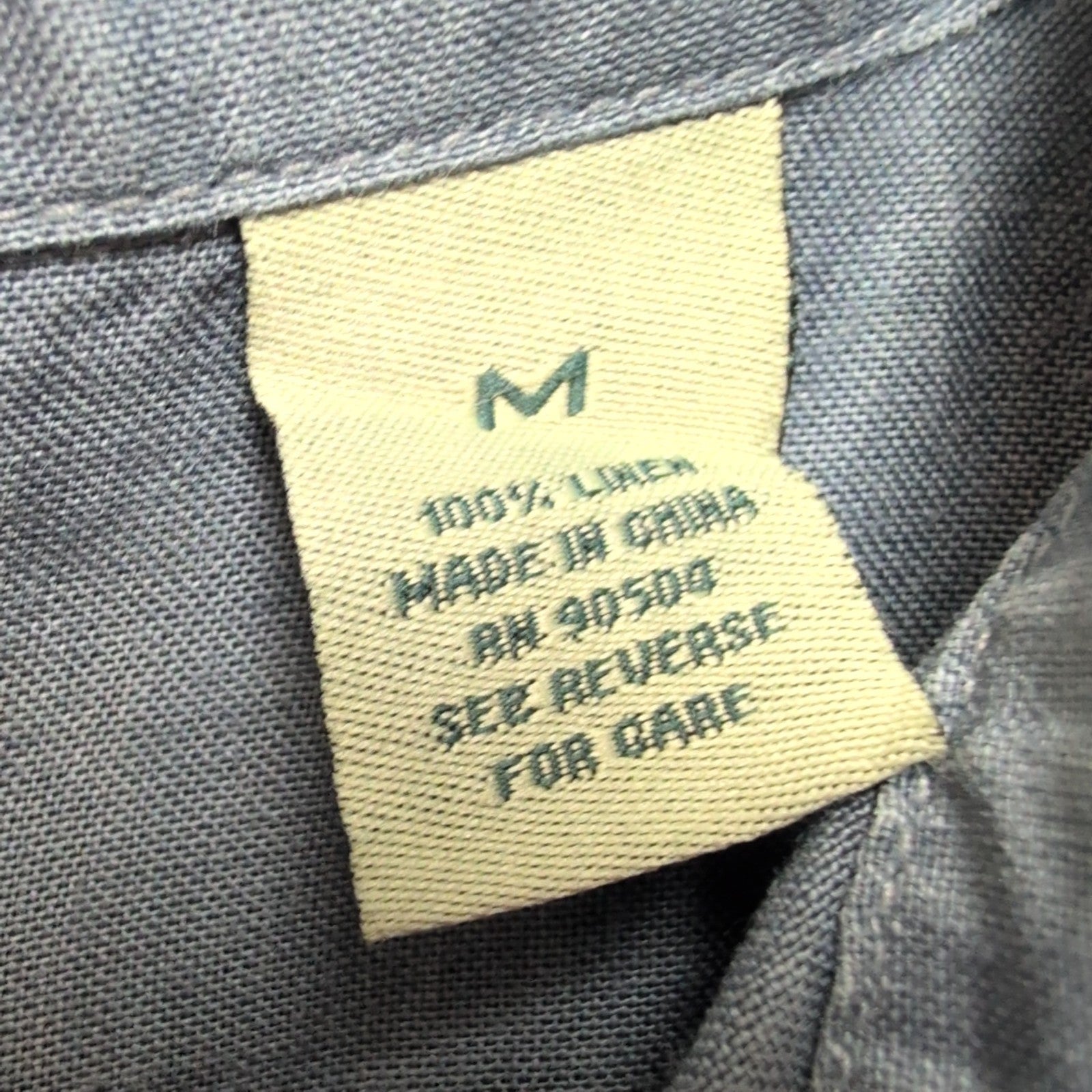 Chemise Hawaïenne Visitor Vintage M 100% Lin Gris Style Cuba Brodée