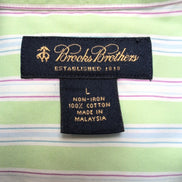 Chemise Brooks Brothers Vintage L Non Iron Neuve Vert Rayures manches longues