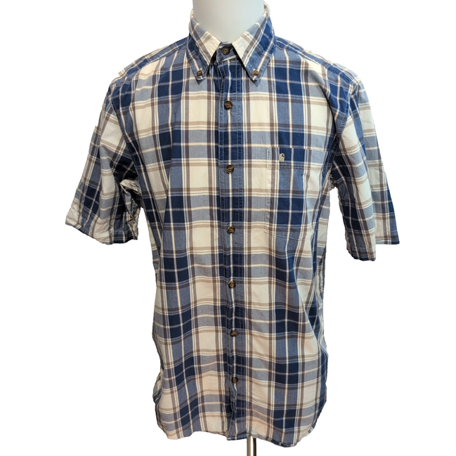 Chemise Carhartt Relaxed Fit M bleu blanc à carreaux coton manches courtes