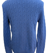 Pull Polo Ralph Lauren Torsadé Bleu Ciel Logo Orange 90% Mérinos / 10% Angora M