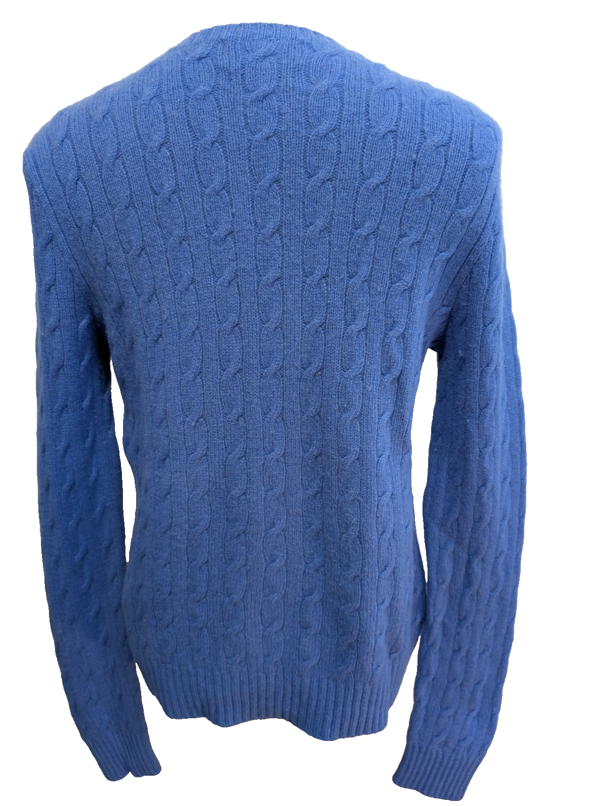 Pull Polo Ralph Lauren Torsadé Bleu Ciel Logo Orange 90% Mérinos / 10% Angora M