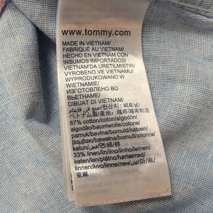 Chemise Tommy Hilfiger Homme Taille S Bleu Clair Lin Coton Logo Brodé
