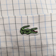 Chemise Lacoste M 40 Blanche Carreaux Bleus Vintage Logo Brodé Coton
