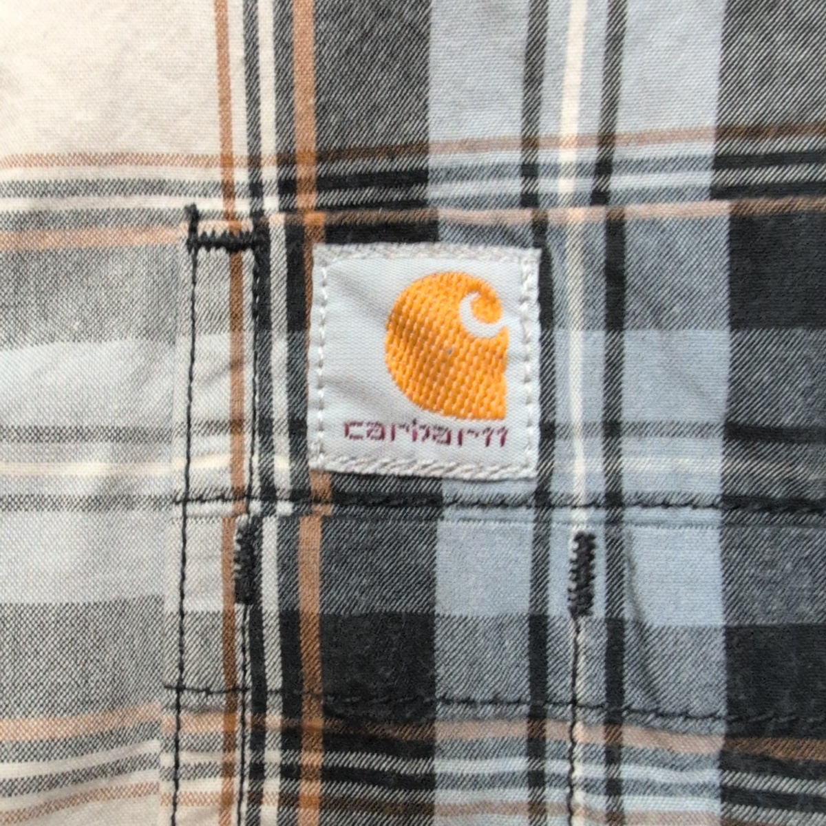 Chemise Carhartt L Bleu Carreaux 100% Coton Manches Courtes 3 Poches