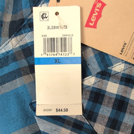 Chemise LEVI'S Homme XL Bleue et Blanche à Carreaux manches courtes