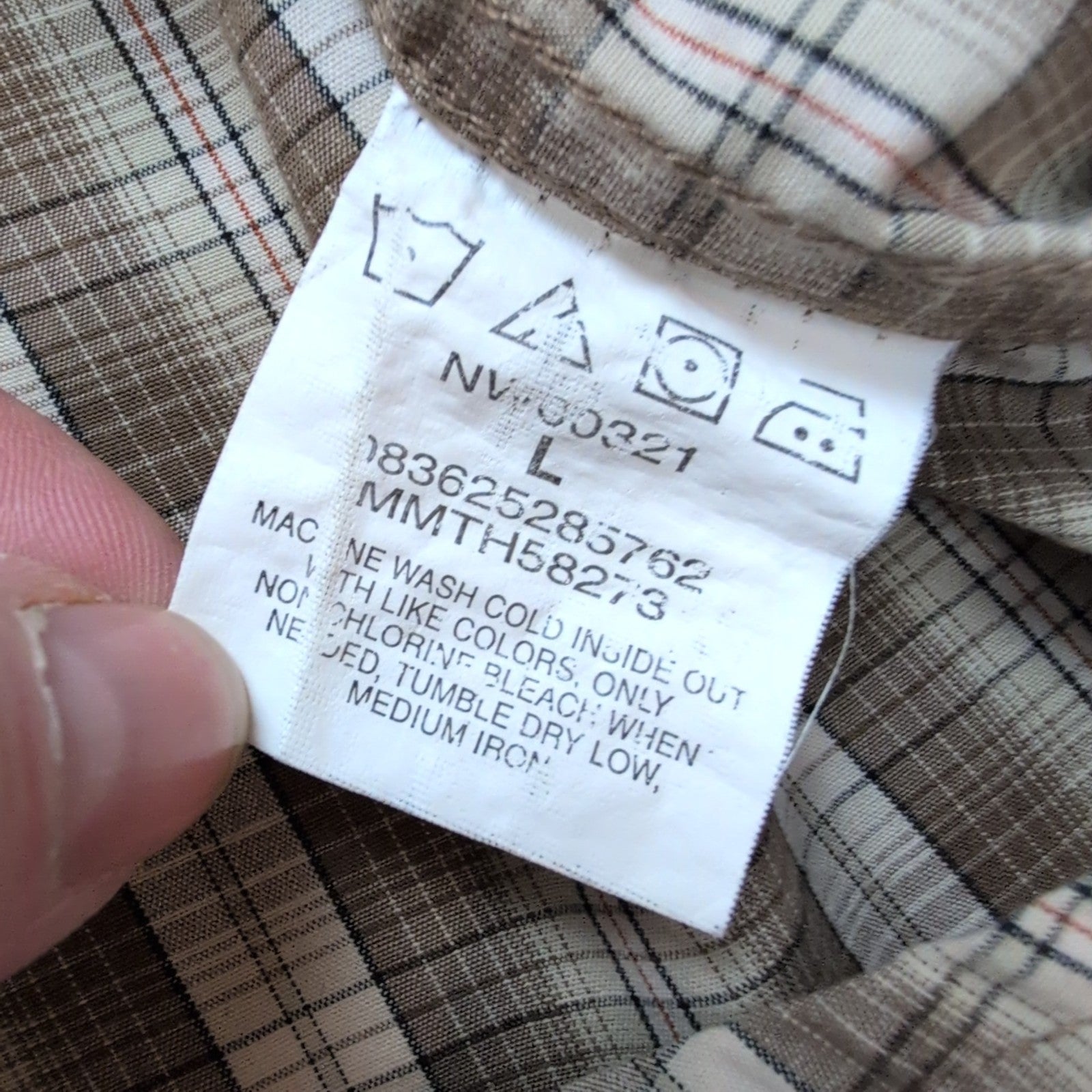 Chemise Wrangler Outdoors Taille L Marron à Carreaux 100% Coton