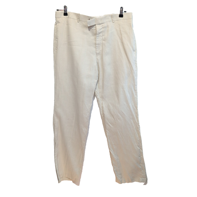 Pantalon INC International Concepts Lin Ramie Crème Chino Taille W34 L32