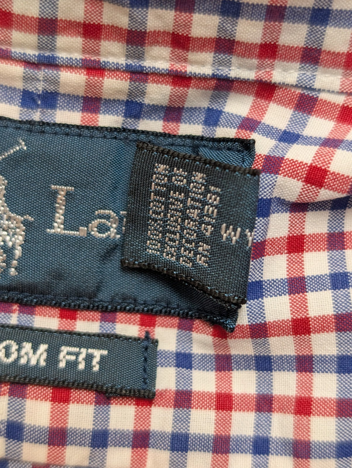 Chemise Polo Ralph Lauren Shirt M Custom Fit Vichy Bleu Rouge Blanc Button Down