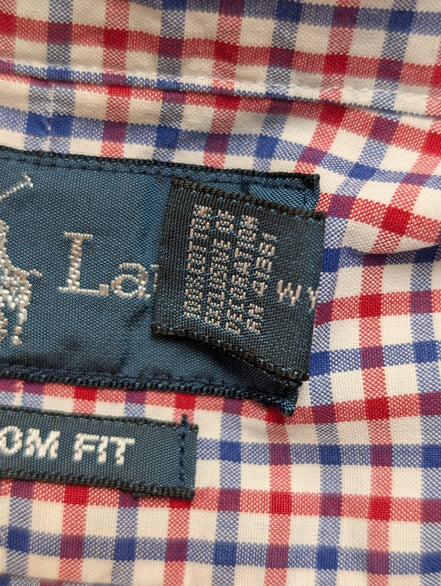 Chemise Polo Ralph Lauren Shirt M Custom Fit Vichy Bleu Rouge Blanc Button Down