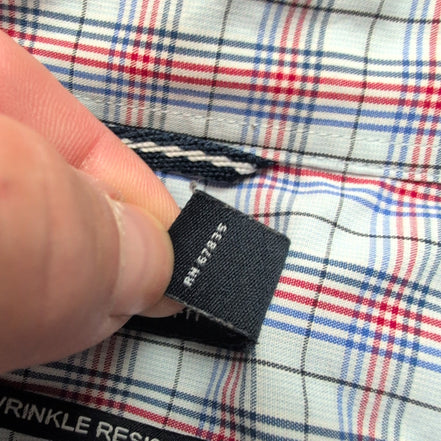 Chemise Nautica L Carreaux Bleu Rouge Logo Brodé Made in Mauritius Coton