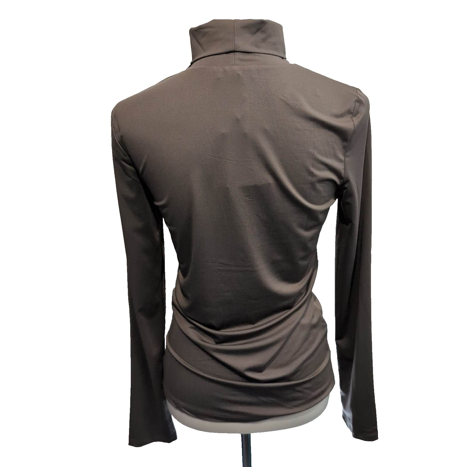 Haut Femme Iloza L Marron Col Roulé Moulant Extensible Manches Longues Neuf