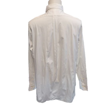 Chemise Ralph Lauren L Blanche Coton Logo Bleu Marine Button Down Shirt