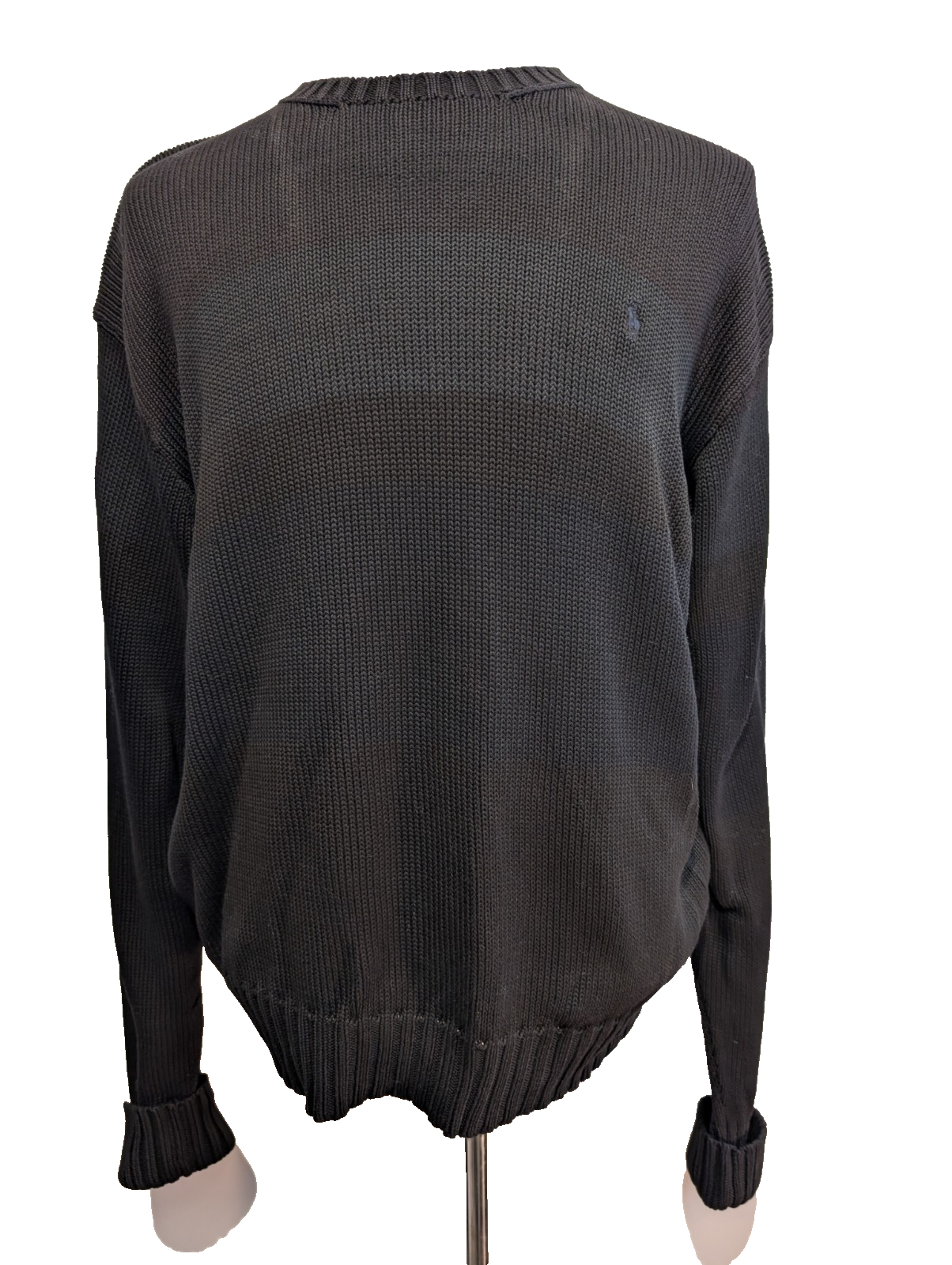 Pull Chaud Polo Ralph Lauren Maille Coton Noir Col Rond Taille XL
