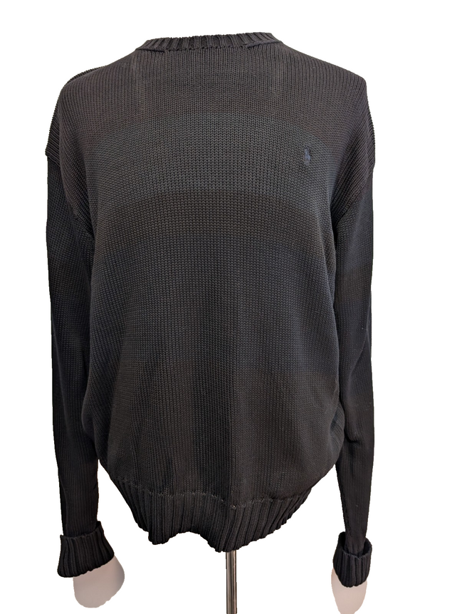 Pull Chaud Polo Ralph Lauren Maille Coton Noir Col Rond Taille XL