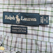 Chemise Ralph Lauren Yarmouth XL Bleue Carreaux Verts Button Down Coton