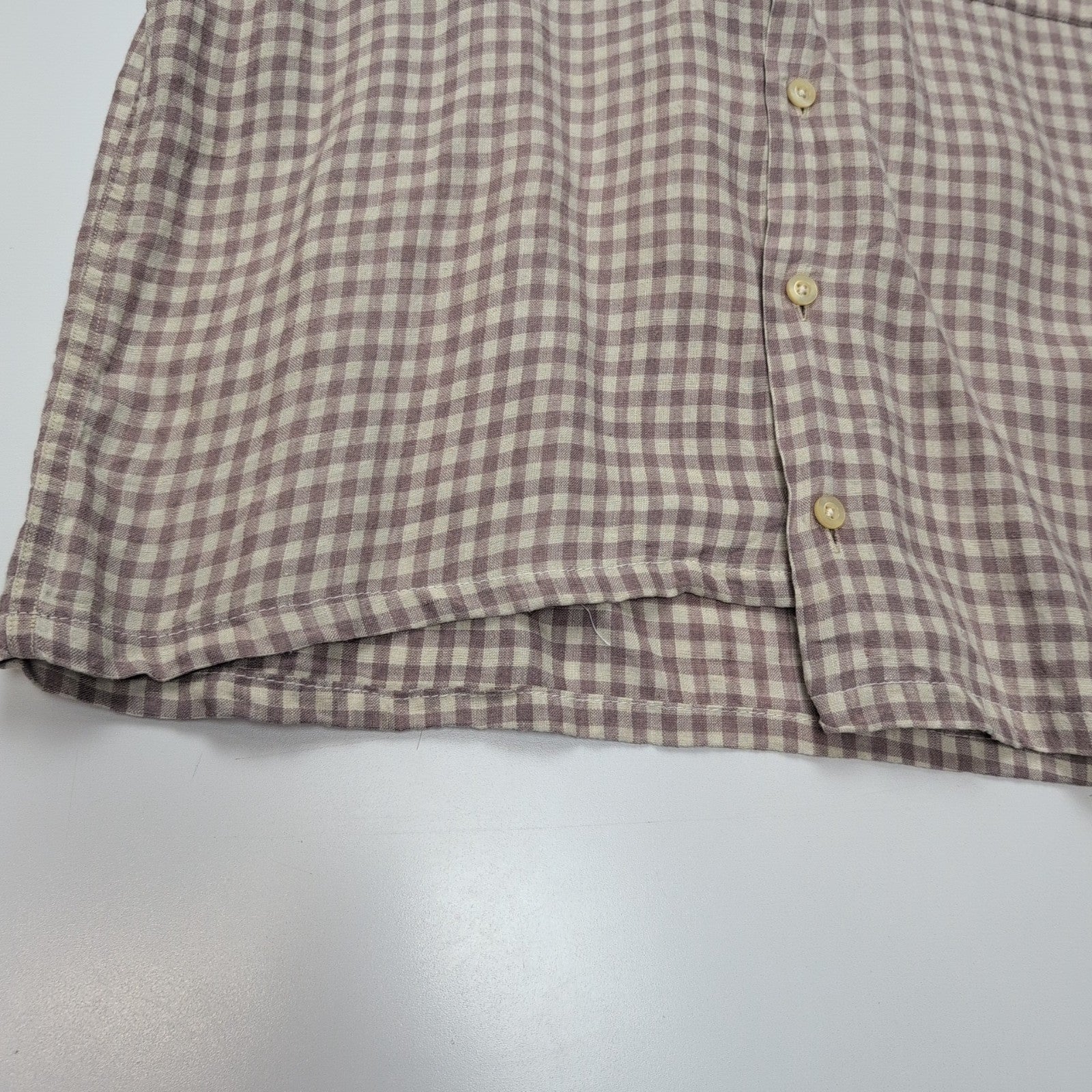 Chemise Polo Ralph Lauren LIN Caldwell M Bordeaux Crème Coton manches courtes