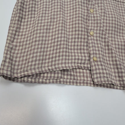 Chemise Polo Ralph Lauren LIN Caldwell M Bordeaux Crème Coton manches courtes