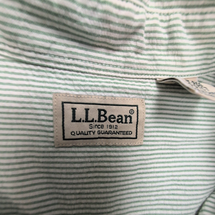 Chemise L.L. Bean à rayures vertes manches courtes taille M #112e