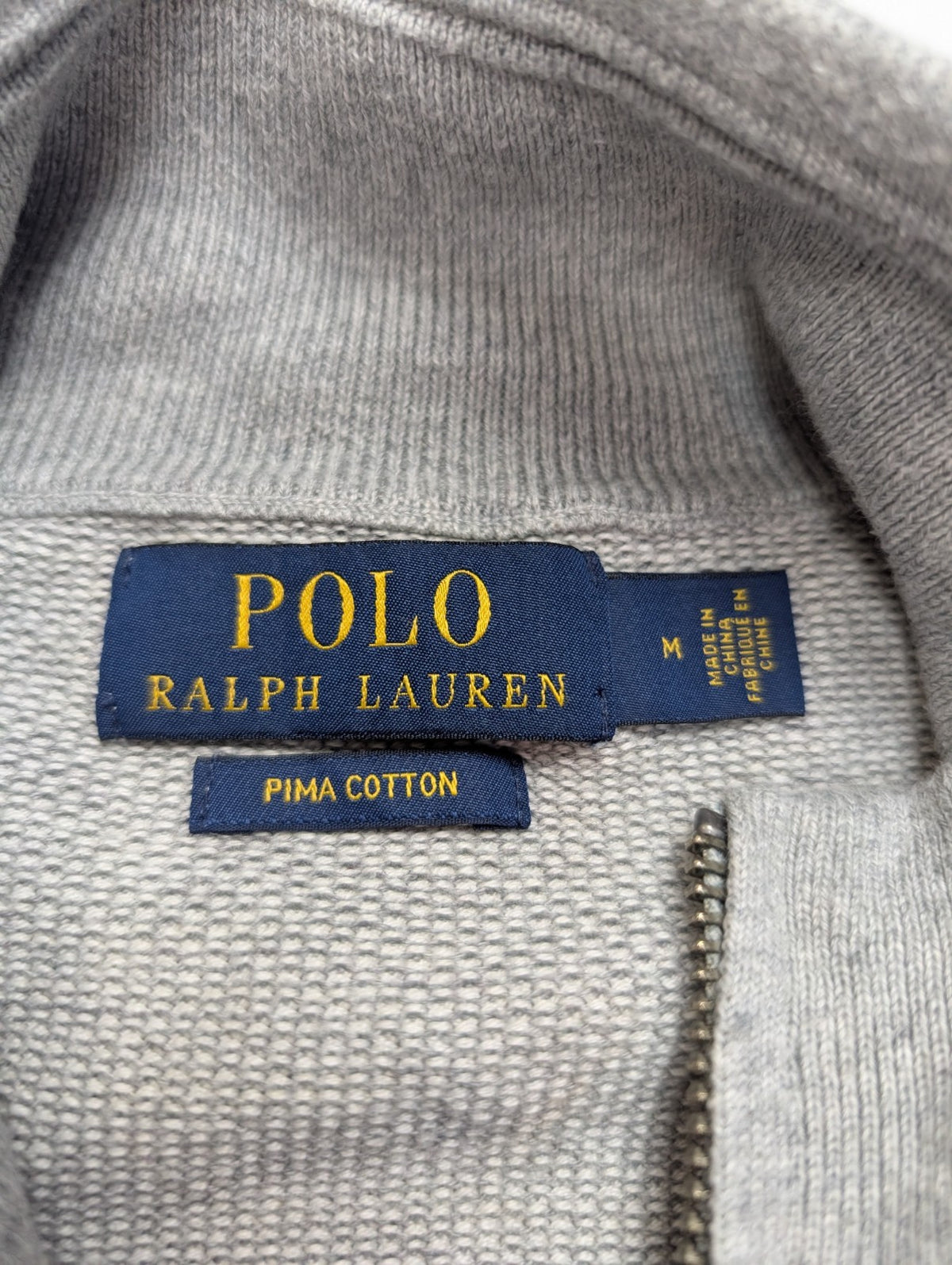 Gilet Polo Ralph Lauren sans manches gris zippé coton Pima taille M