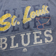 T-SHIRT Majestic NHL St Louis BLUES Hockey Bleu Neuf L Homme |107T