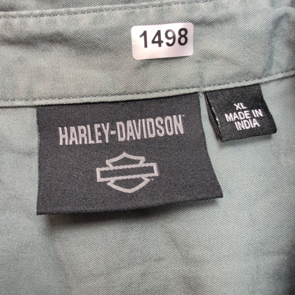 Chemise Harley Davidson XL Verte Manches courtes 2 Poches Logo Brodé