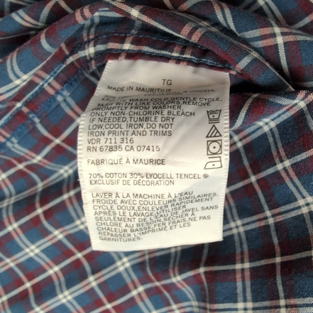 Chemise Nautica XXL Bleu Bordeaux Carreaux Logo Brodé Coton