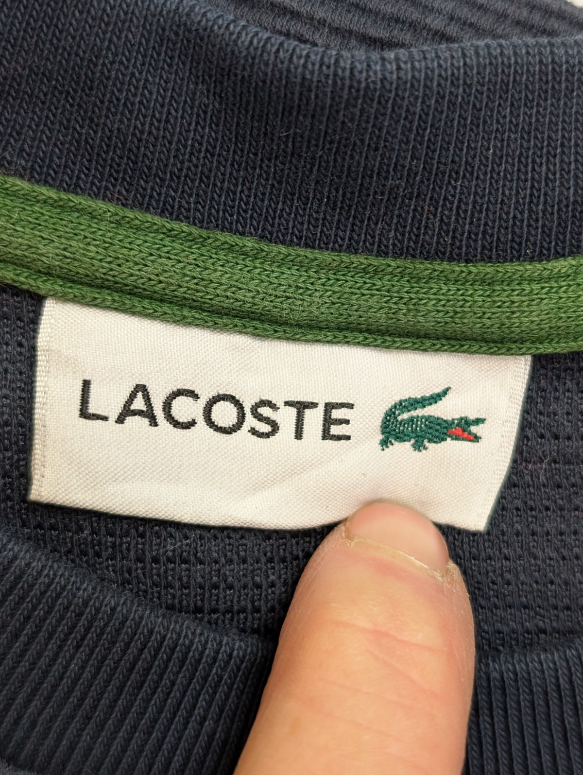 Pull Lacoste M FR4 bleu marine Color Block coton crocodile brodé