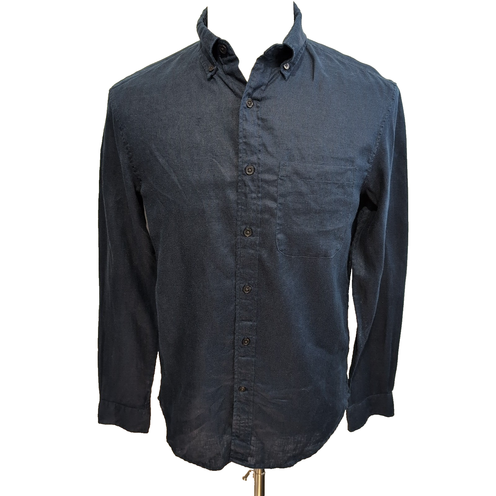 Chemise Club Monaco 100% Lin Bleu Marine Slim Fit Manches Longues Taille S