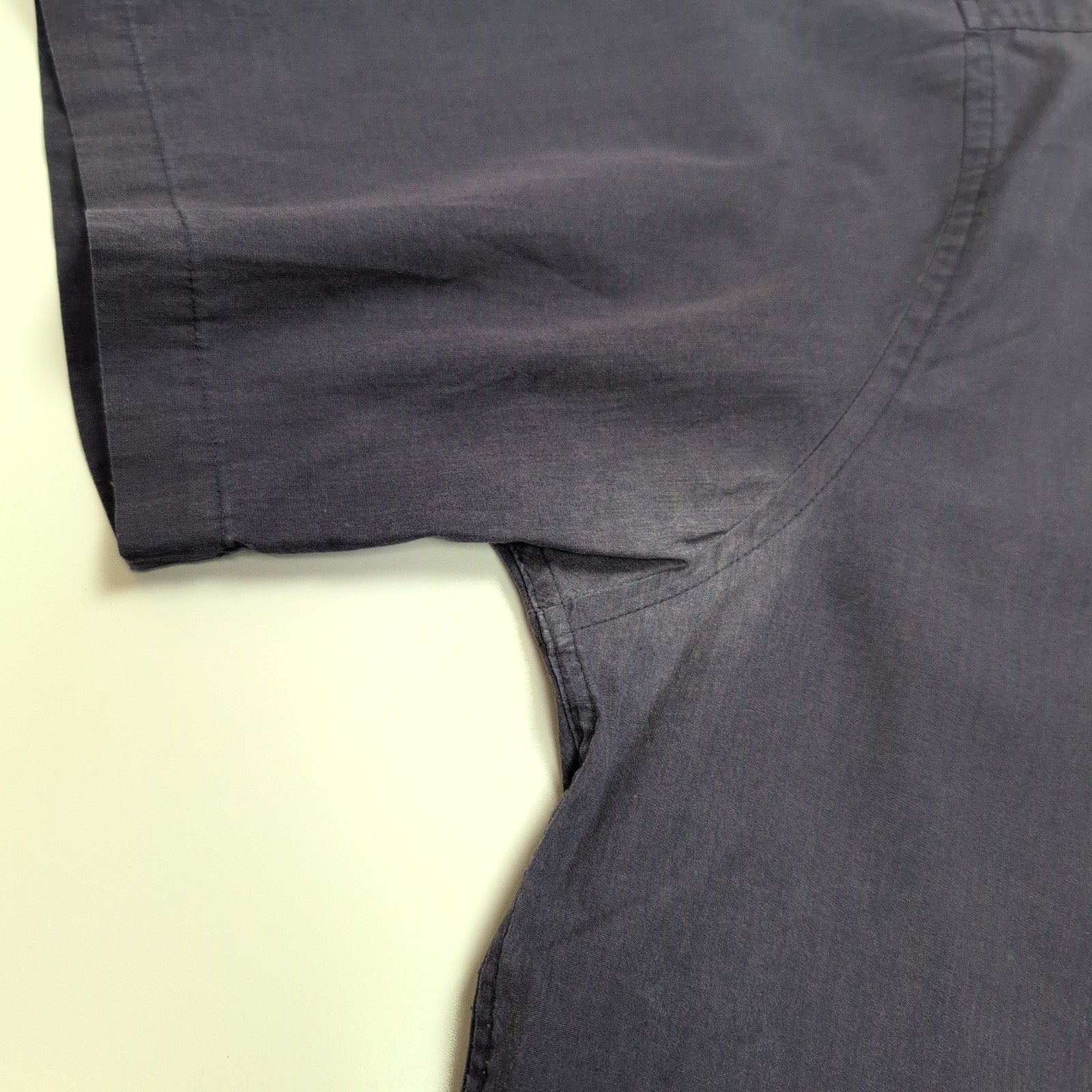 Chemise YVES SAINT LAURENT XL Bleu Marine Unie Logo Brodé Manches Courtes