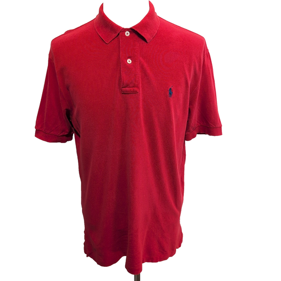 Polo Ralph Lauren Homme M Rouge Logo Bleu Polo Manches Courtes Classic Fit