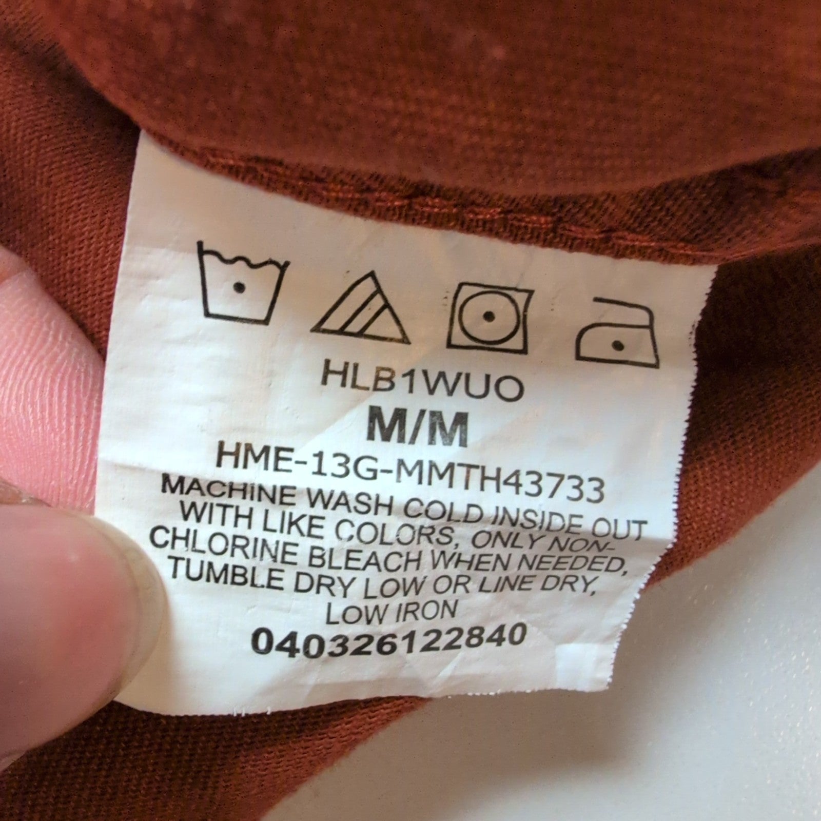 Chemise Wrangler Manches Longues Orange 100% Coton avec Poches Taille M