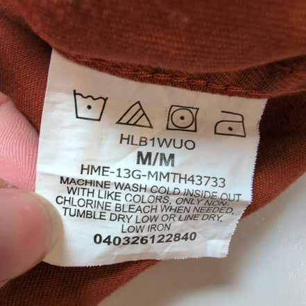 Chemise Wrangler Manches Longues Orange 100% Coton avec Poches Taille M