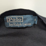 Pull Fin Polo Ralph Lauren Bleu Marine Col V Taille S Pima Coton Logo Rouge
