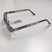 Lunettes de soleil Kaida Y2K Ovales Métal Chromé Gris Foncé Branches Larges