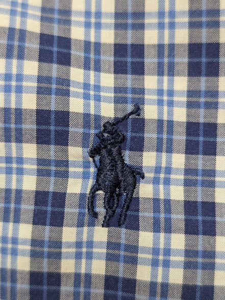 Chemise Polo Ralph Lauren Shirt M Slim Fit Stretch Carreaux Bleu Button Down