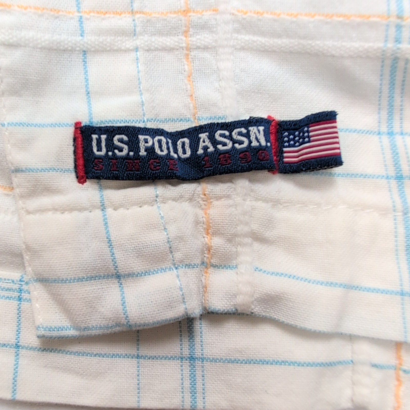 Chemise US Polo Assn Carreaux Bleu et Blanc Taille M 100% Coton Manches courtes
