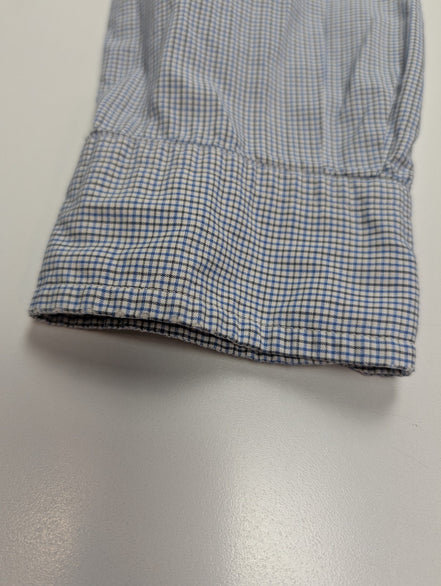 Chemise Polo Ralph Lauren Shirt S Custom Fit Micro-Carreaux Bleu Blanc Button Do