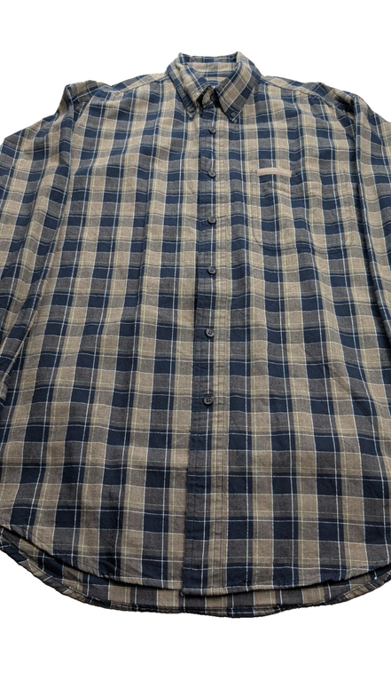 Chemise Chaps Ralph Lauren L carreaux bleu beige shirt button down