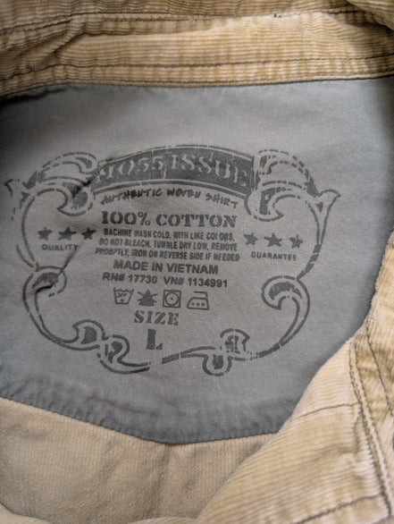 Chemise Western T.L Velours Côtelé Crème MO55 ISSUE Boutons Nacrés Vtg
