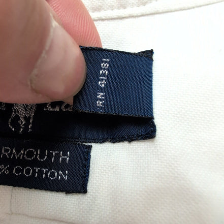 Chemise Ralph Lauren Yarmouth M Blanc Uni Logo Marron Manches Courtes