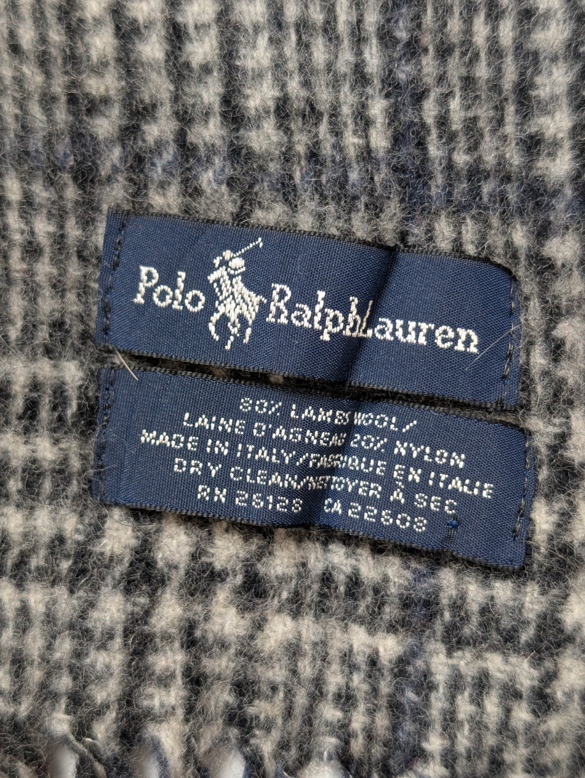 Écharpe Polo Ralph Lauren Réversible Carreaux Écossais & Gris Laine d'Agneau
