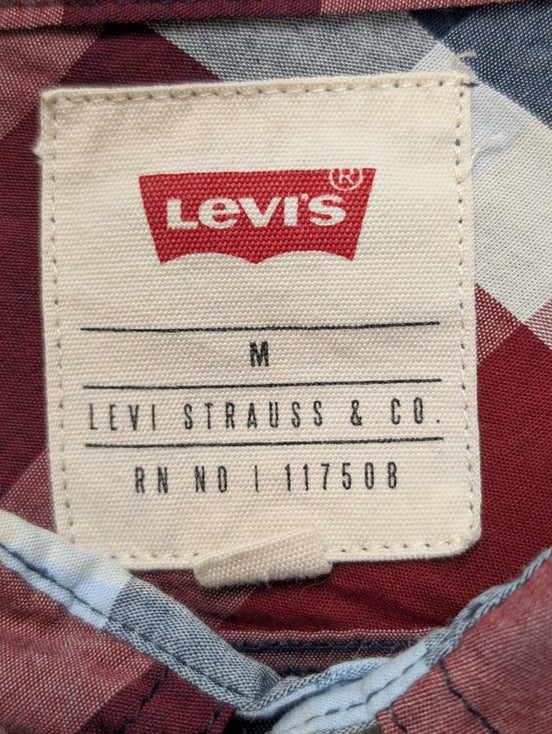 Chemise Levi's à Carreaux Bordeaux Bleu Marine et Blanc - Taille M