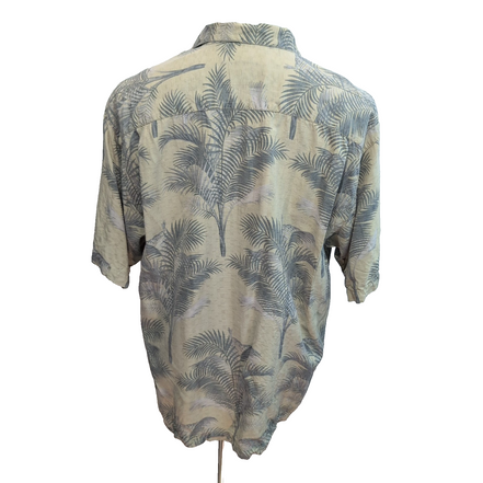 Chemise Hawaïenne Tommy Bahama Soie Kaki Palmier L