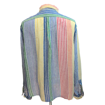 Chemise Polo Ralph Lauren XXL Lin Rayures Multicolores Classic Fit QR Code