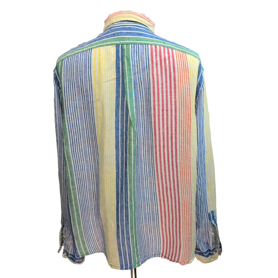 Chemise Polo Ralph Lauren XXL Lin Rayures Multicolores Classic Fit QR Code