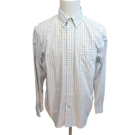 Chemise Nautica Blanche À Carreaux Bleus Slim Fit Manches Longues Taille L